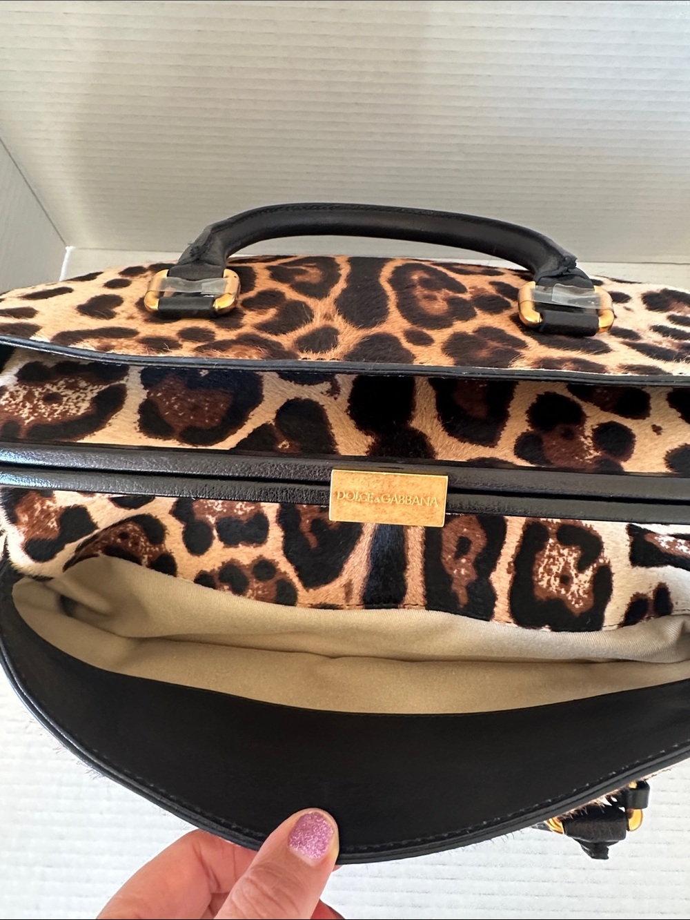 Authentic Dolce & Gabbana Large Miss Brigitte Calf Hair Bag Leopard Print - Picture 8 of 14